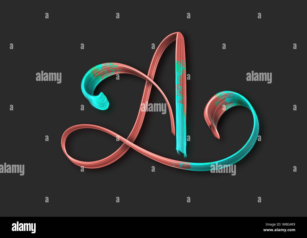 Lettre Capital 3d'une part le lettrage sur fond sombre Banque D'Images