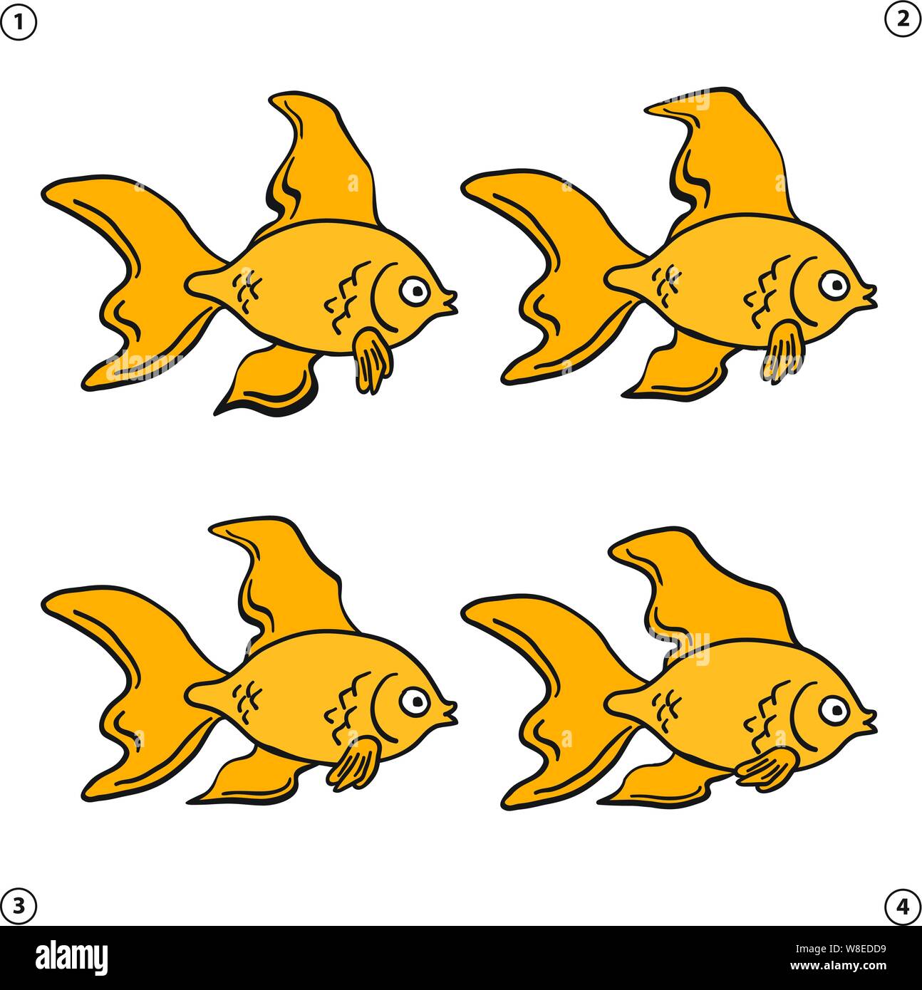 Séquence d'animation pour un poisson d'or de natation Illustration de Vecteur