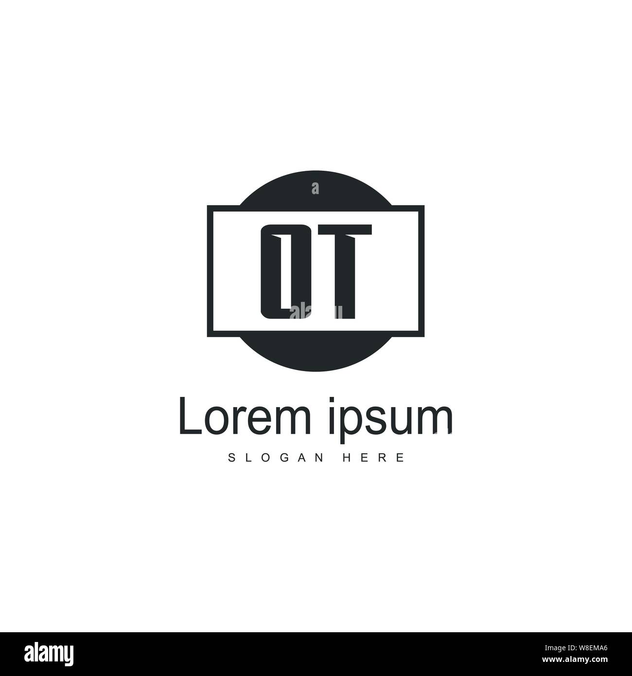 Logo OT initiale modèle avec cadre moderne. Lettre OT minimaliste design logo vector illustration Illustration de Vecteur