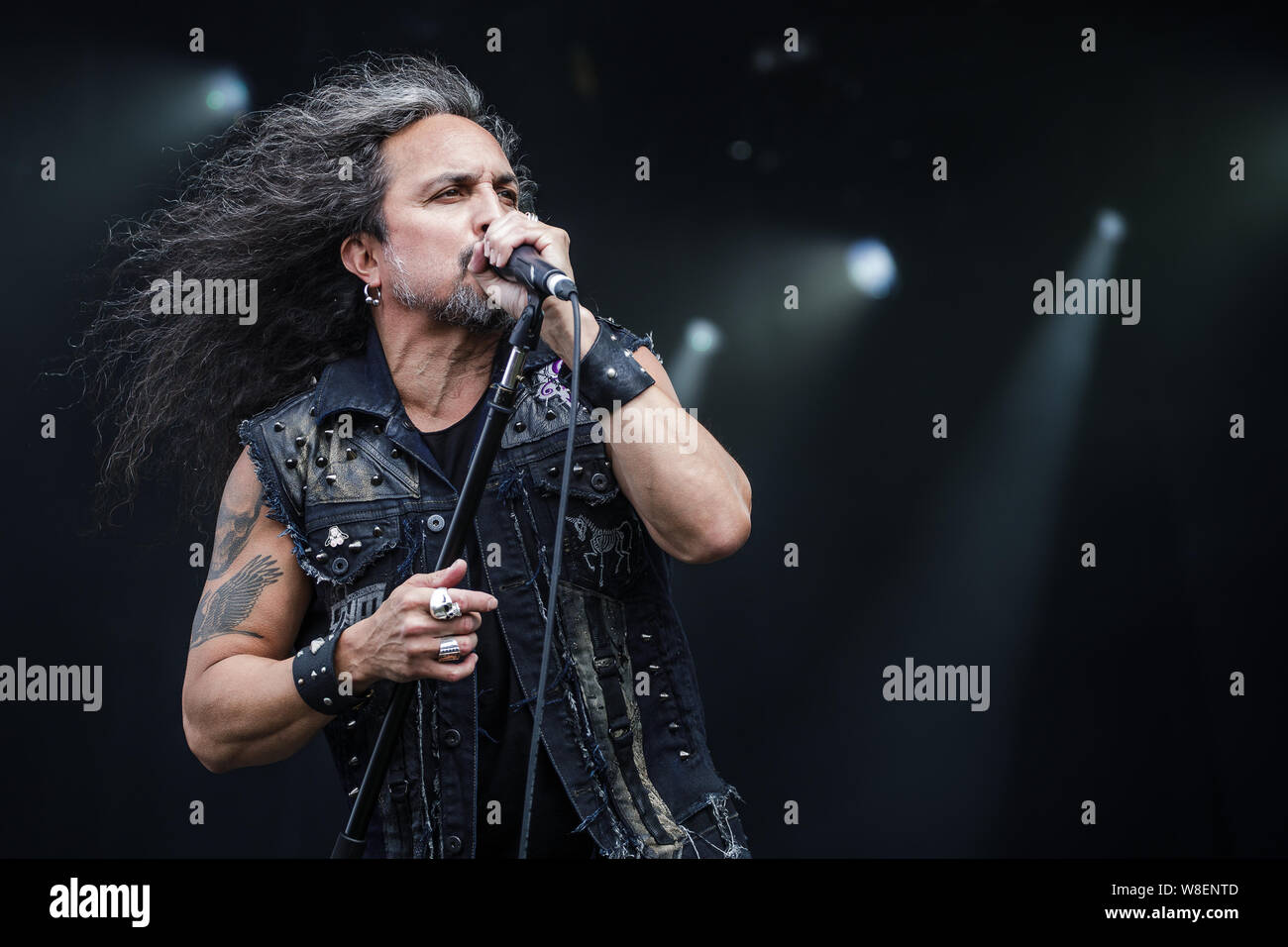 Death Angel en concert sur la scène du Bloodstock Open Air Festival, UK, 9 août 2019. Banque D'Images