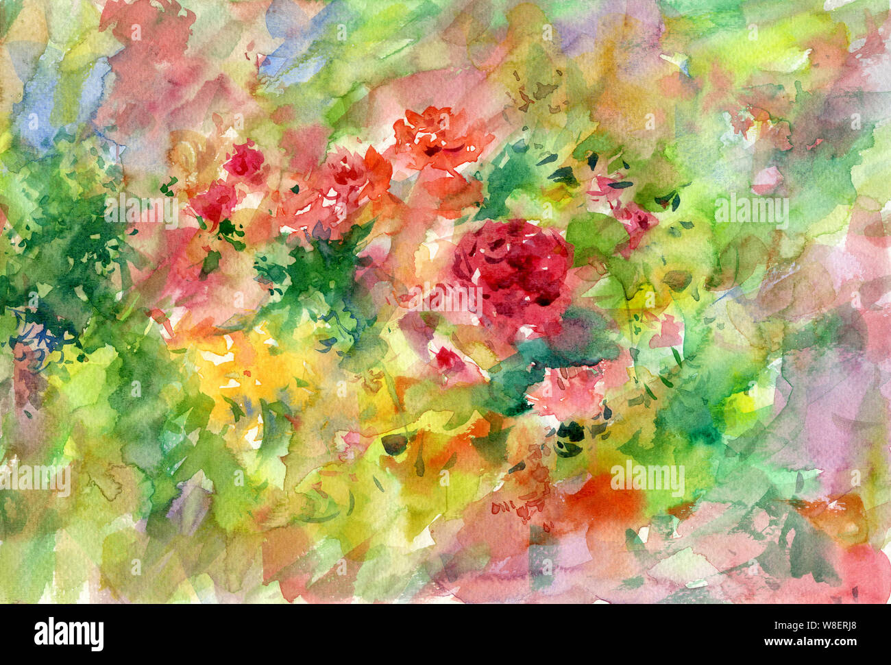 Résumé des fleurs colorées de l'aquarelle. Multicolore de printemps Banque D'Images