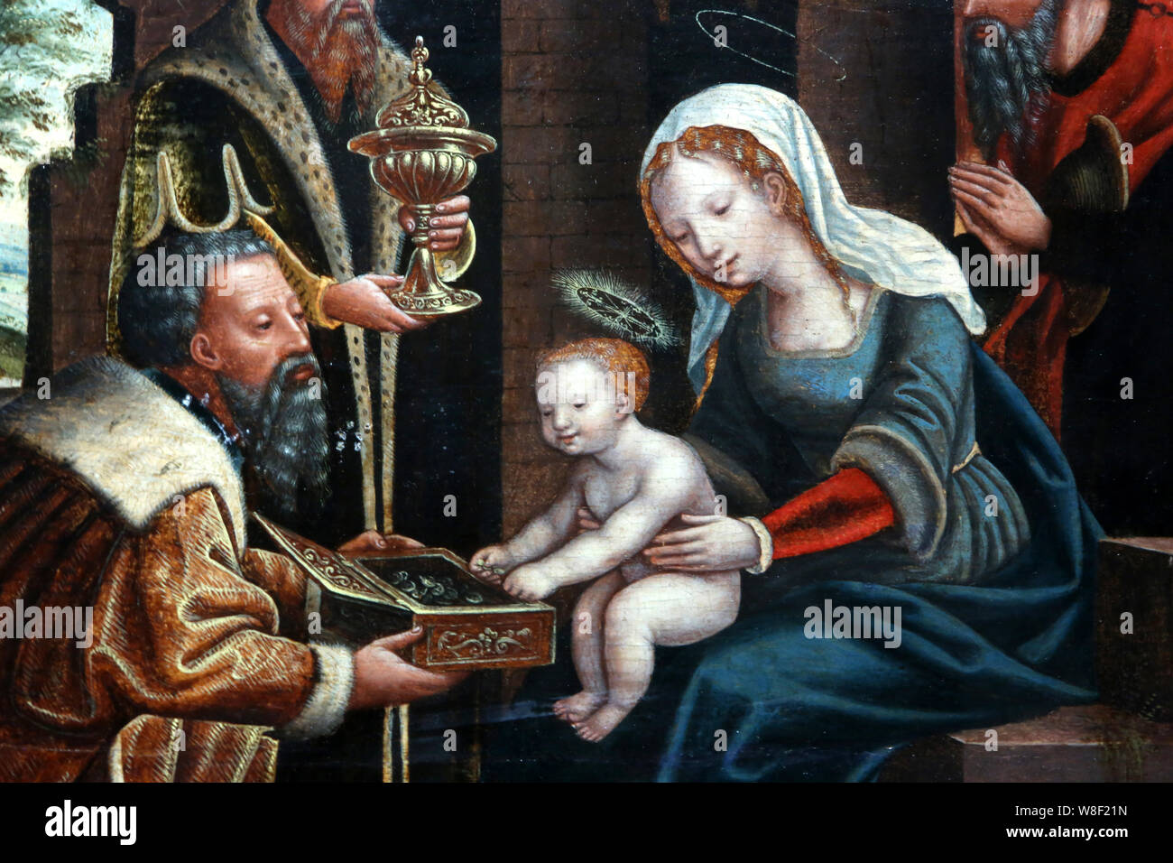 L'Adoration des Mages. Carl Gustav Carus. Huile sur bois. Inv. 953,17. Musée du monastère royal de Brou. Bourg-en-Bresse. Banque D'Images