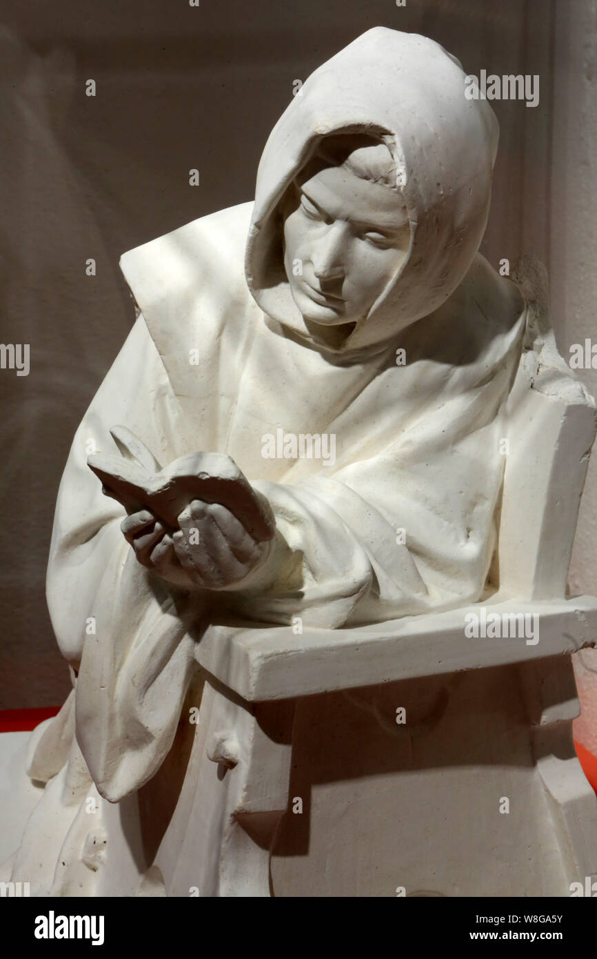 Chartreux en prière. 1849. François Michel Pascal. Epreuve en plâtre. Inv. 860,4. Musée du monastère royal de Brou. Bourg-en-Bresse. Banque D'Images