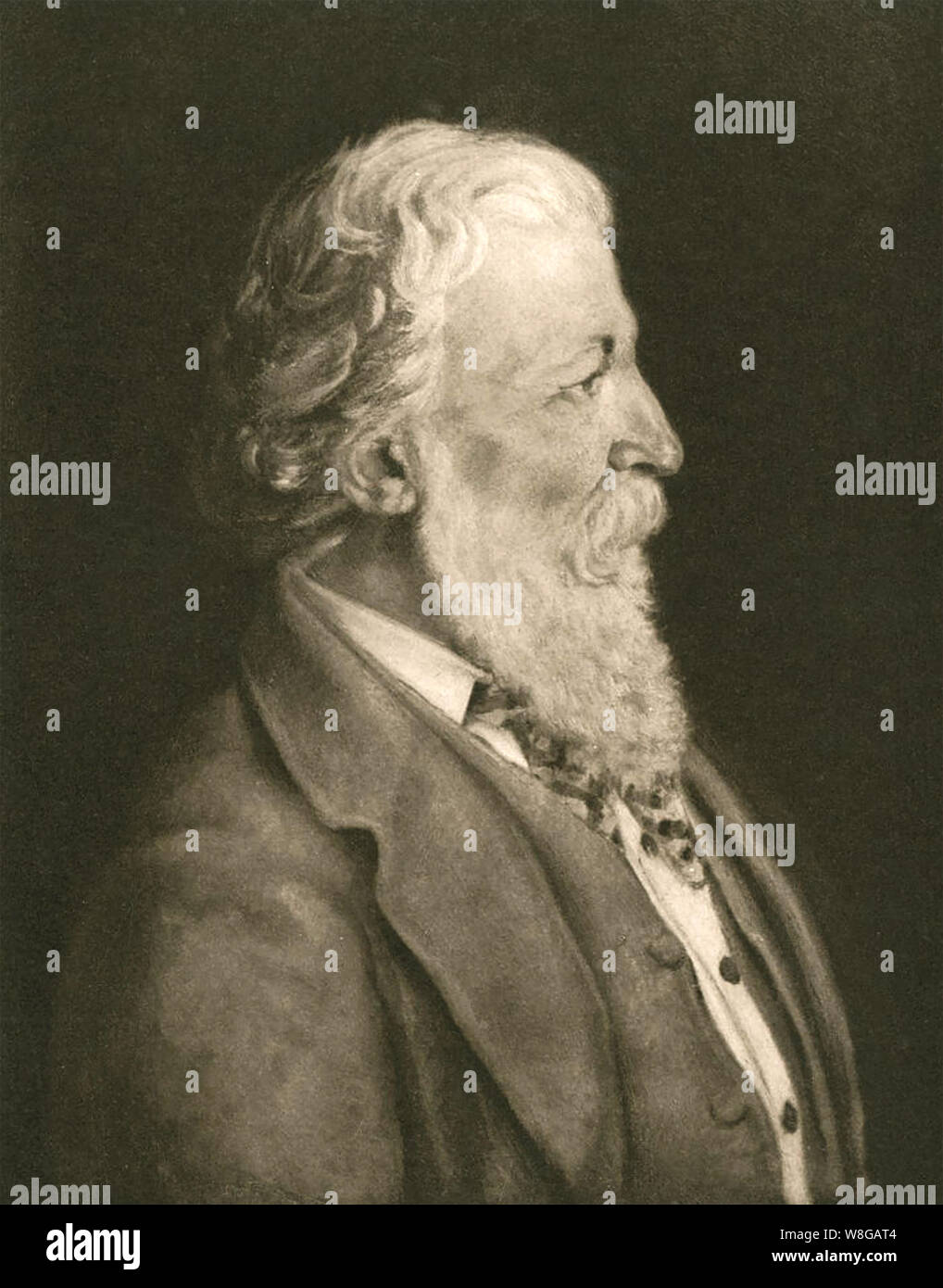 ROBERT BROWNING (1812-1889) poète et dramaturge anglais photographié par son fils Robert en 1874 Banque D'Images