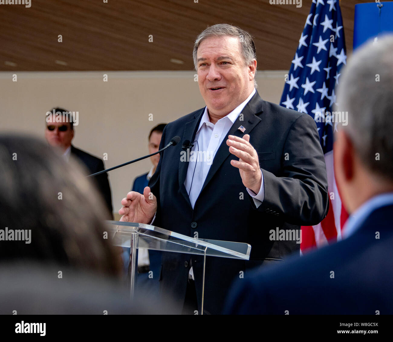 La secrétaire d'État des États-Unis, Michael R. Pompeo rencontre avec le personnel de l'ambassade des États-Unis à Beyrouth Beyrouth, Liban le 23 mars 2019 Banque D'Images