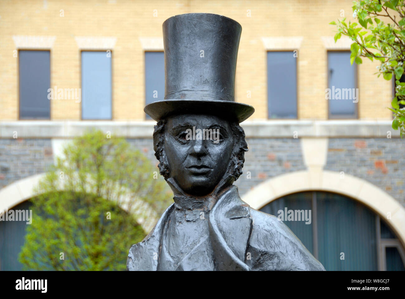 Partie de la tête d'une statue d'Isambard Kingdom Brunel, Bristol, Angleterre Banque D'Images