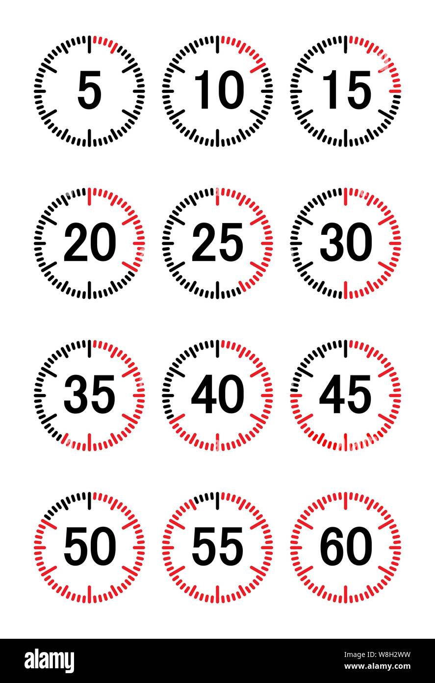 Compte à rebours, compteur de temps ou de l'horloge. Modèle plat. Fond transparent Illustration de Vecteur