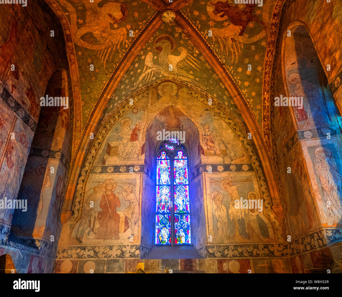 DE - BADE-WURTEMBERG : fresques dans l'église Notre Dame church ('Unsere Liebe Frau') à Eppingen (image HDR) Banque D'Images