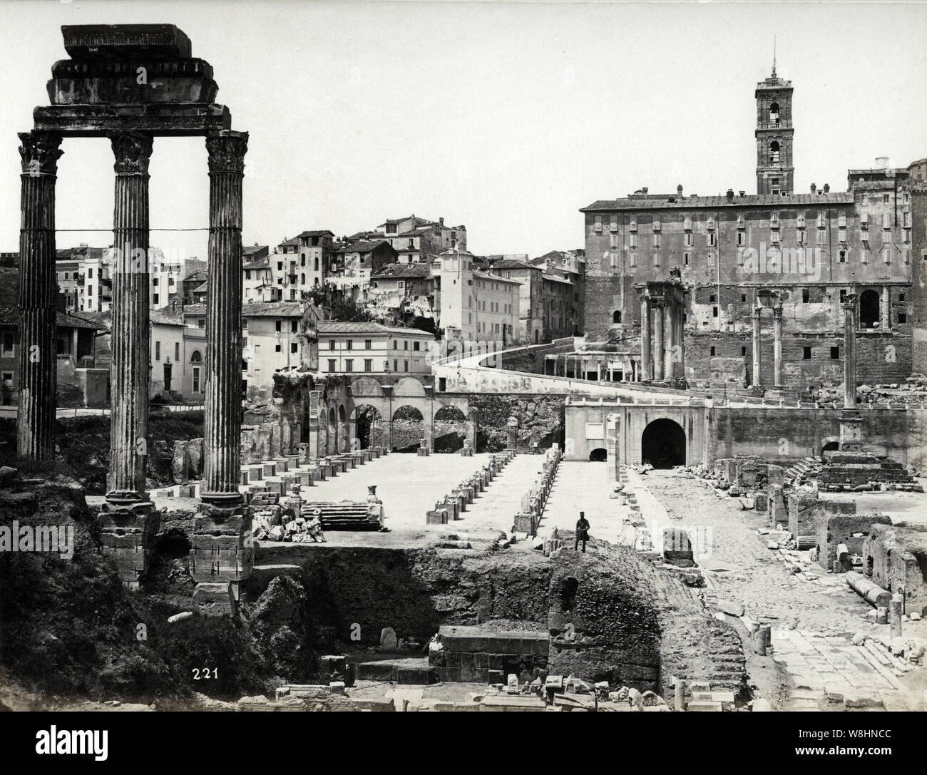 19e siècle vintage photo - Vue sur le Forum de Rome, Italie Banque D'Images
