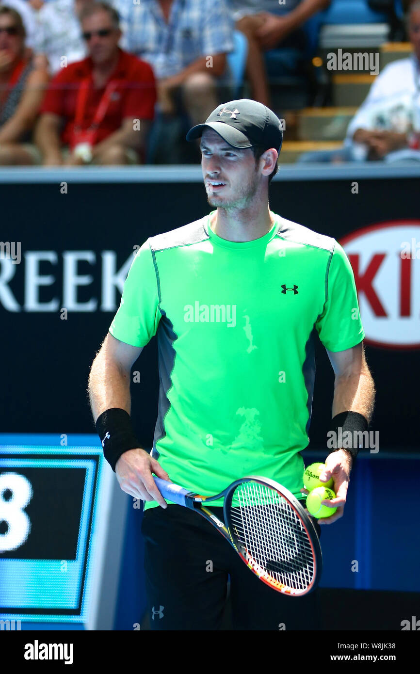 Andy Murray d'Angleterre est représenté au masculin deuxième tour contre Marinko Bey de l'Australie au cours de l'Open d'Australie 2015 tenn Banque D'Images