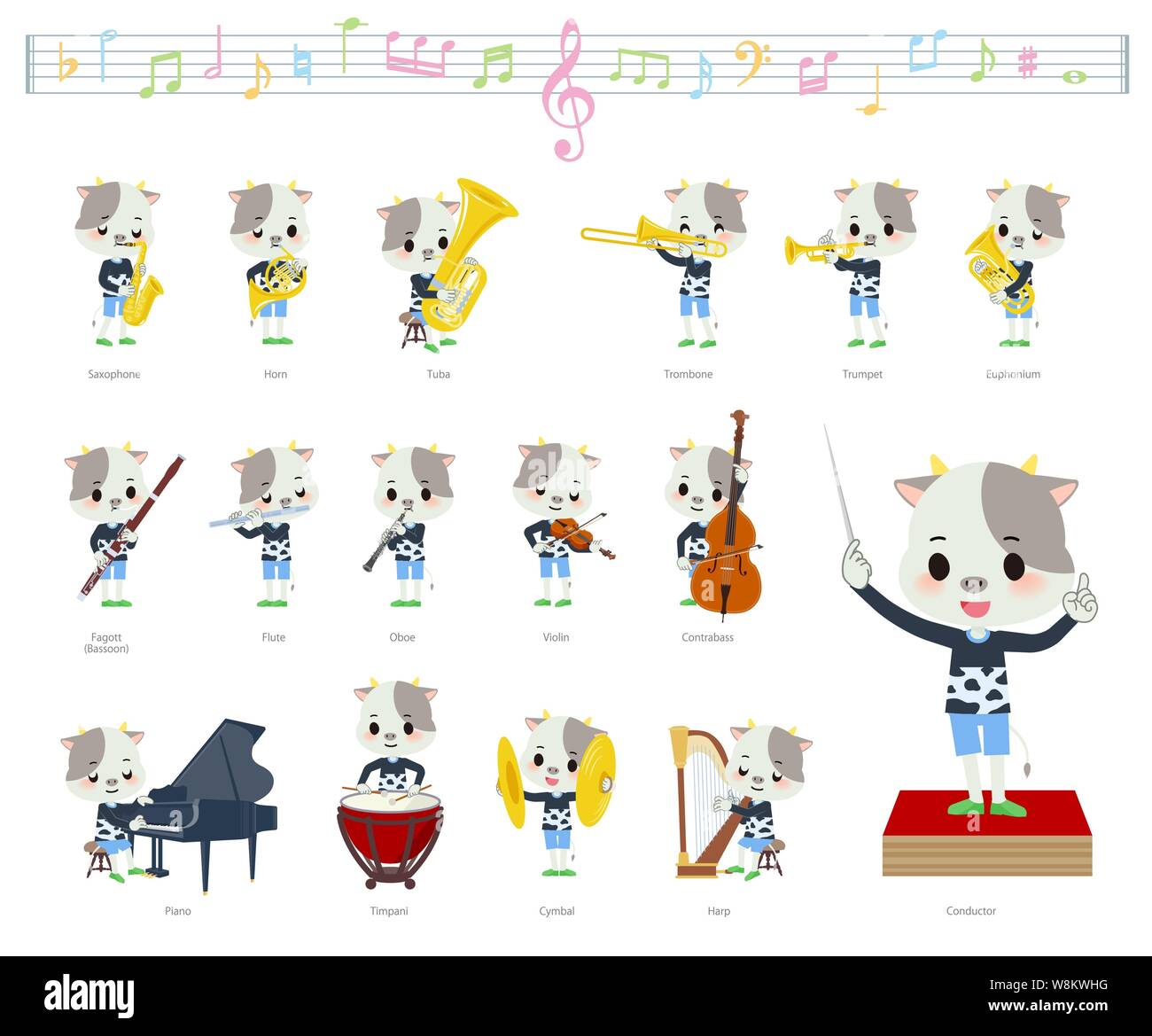 Un jeu de cow boy sur la musique classique.Il y a des mesures à jouer de divers instruments, tels que les instruments à cordes et instruments à vent.C'est ve Illustration de Vecteur