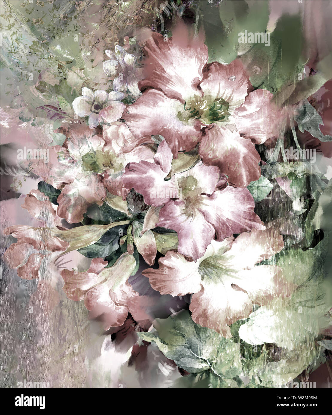 Résumé des fleurs colorées de l'aquarelle. Multicolore de printemps Banque D'Images
