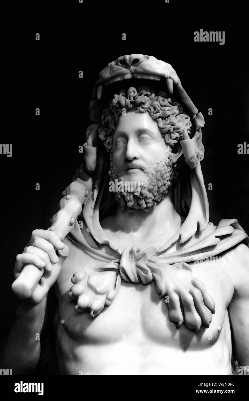 Buste de Commode avec fonctionnalités d'Hercule. Rome, Italie Banque D'Images
