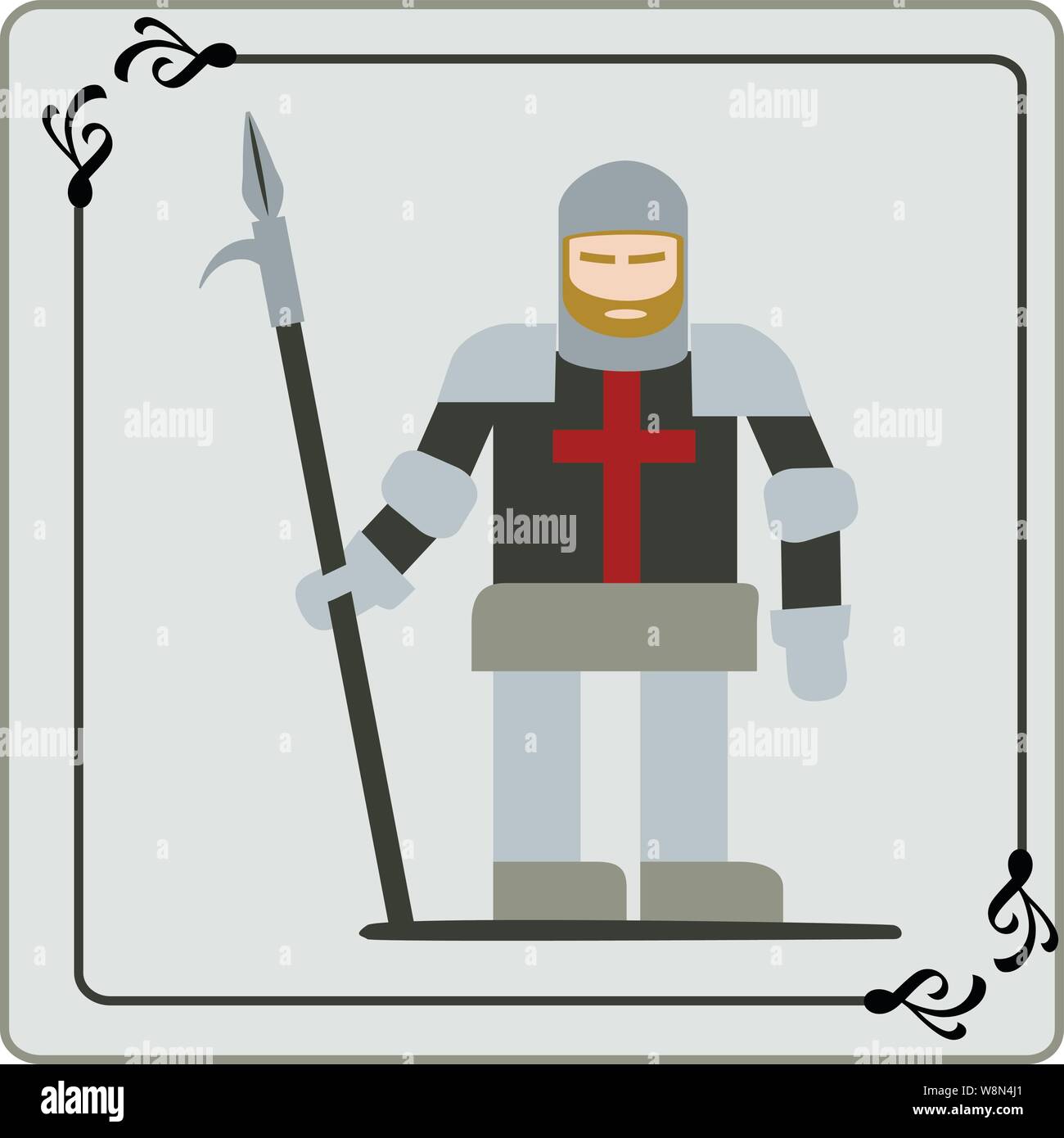 L'homme lance de couleur claire avec pike chain mail armor & une crête sur sa poitrine Illustration de Vecteur