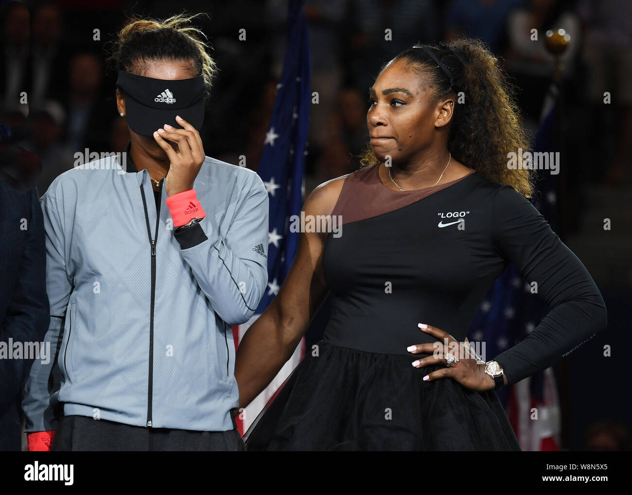 Flushing Meadows New York 08.09.2018 Serena Williams (USA) meltdown perte pour Naomi Osaka (JAP) US Open Féminin 2019 de l'US Open commence le 26. Banque D'Images