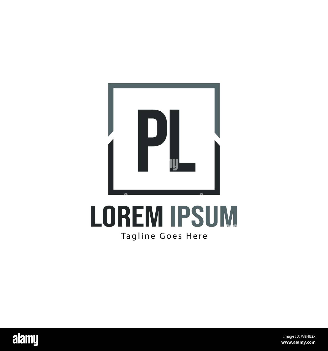 Modèle avec logo initial PL châssis moderne. Lettre PL minimaliste design logo vector illustration Illustration de Vecteur