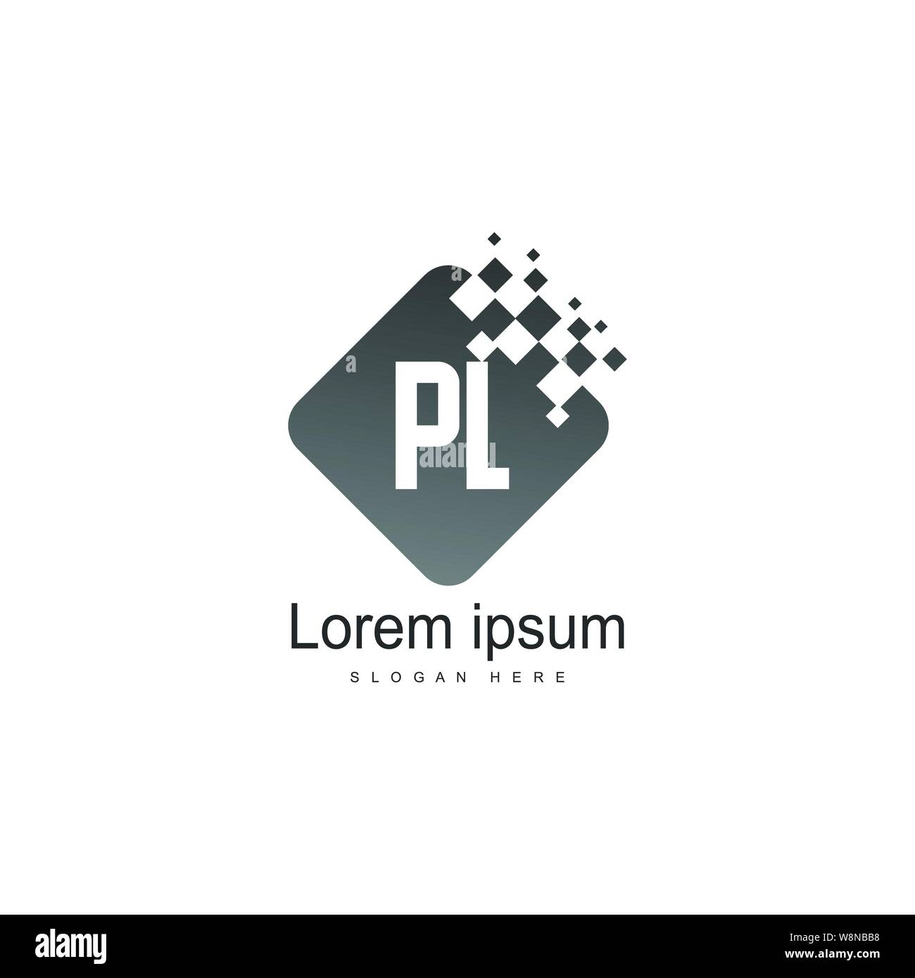 Modèle avec logo initial PL châssis moderne. Lettre PL minimaliste design logo vector illustration Illustration de Vecteur