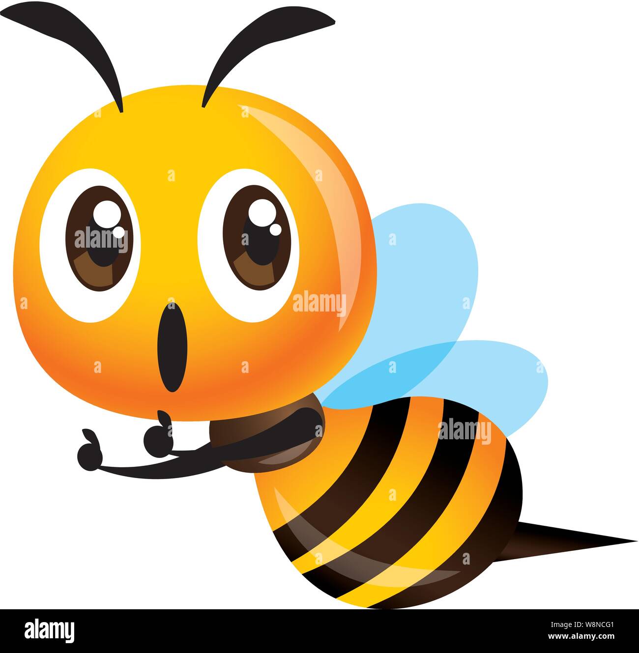 Cartoon cute bee thumb up avec expression excité - illustration mascotte de caractère vectoriel Illustration de Vecteur