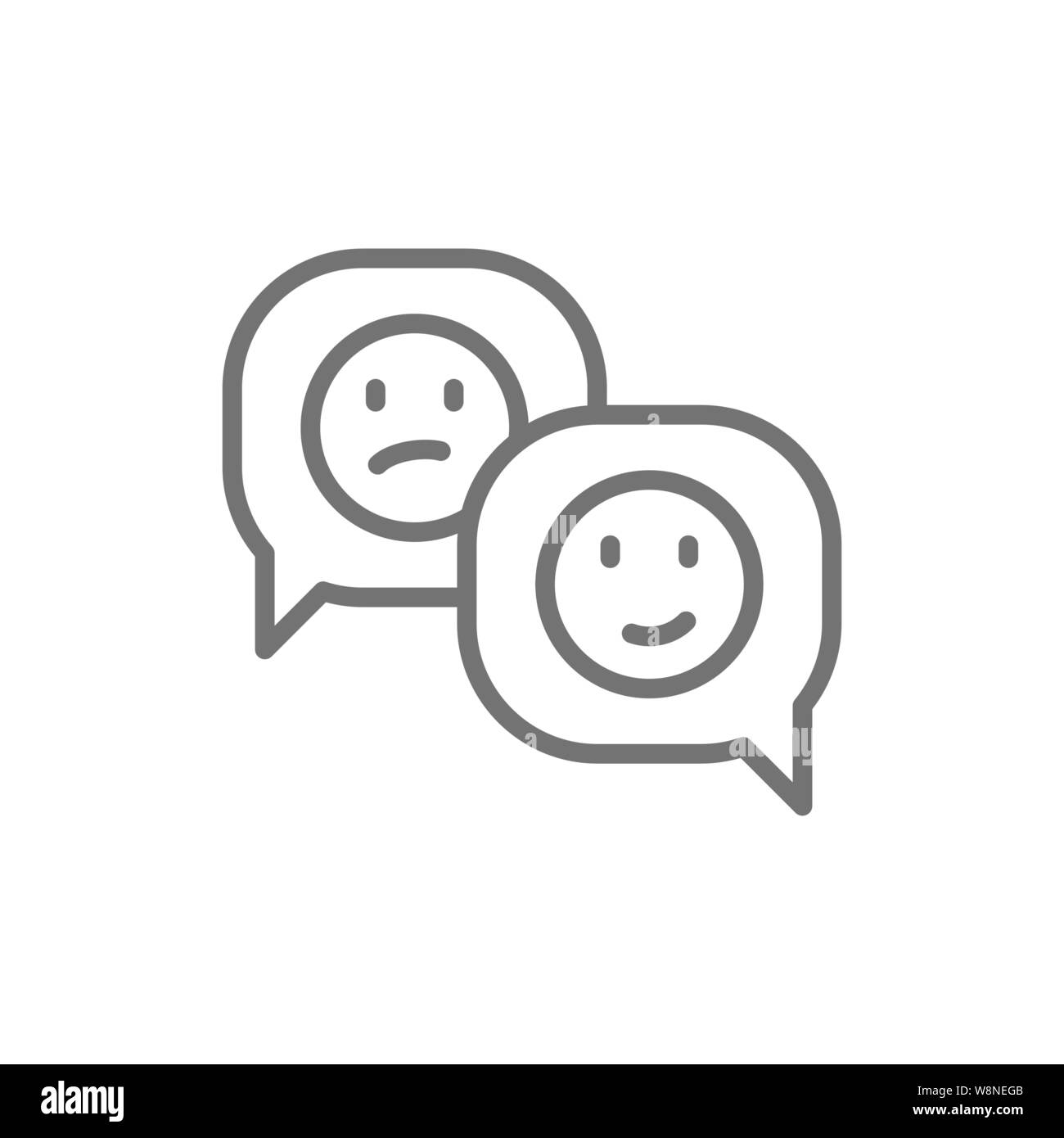 Une rétroaction positive et négative, l'icône de la ligne bulle de dialogue. Illustration de Vecteur