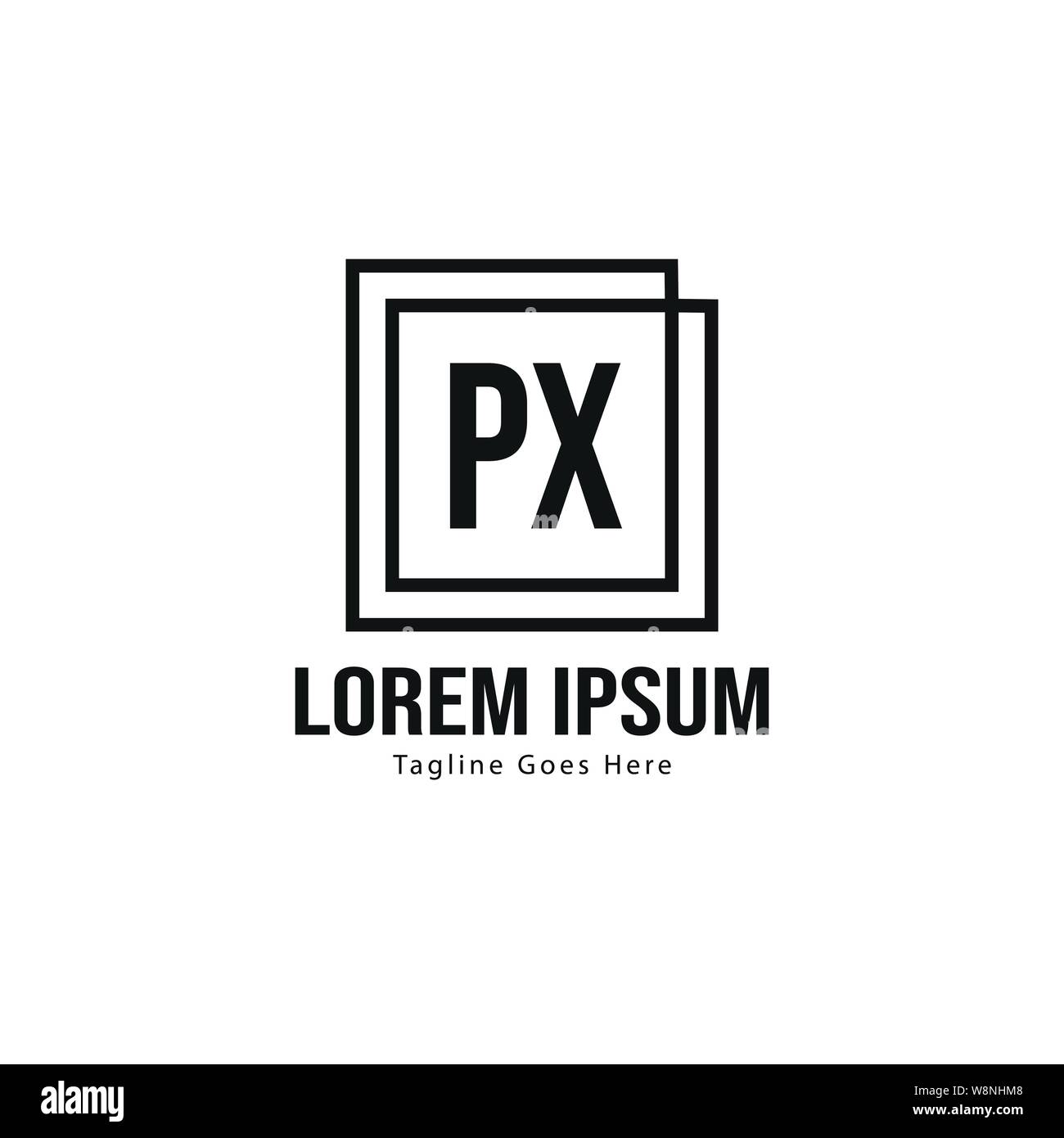 Logo PX Initial modèle avec cadre moderne. Lettre PX minimaliste design logo vector illustration Illustration de Vecteur