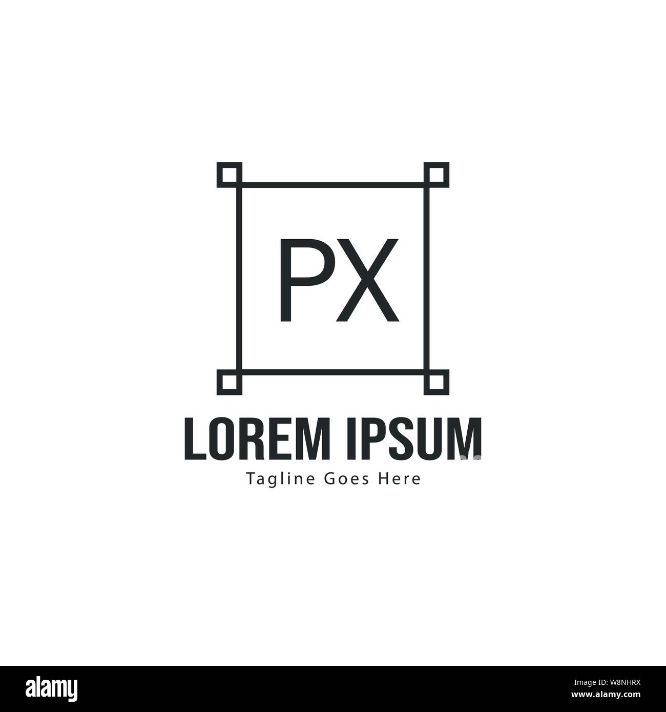 Logo PX Initial modèle avec cadre moderne. Lettre PX minimaliste design logo vector illustration Illustration de Vecteur