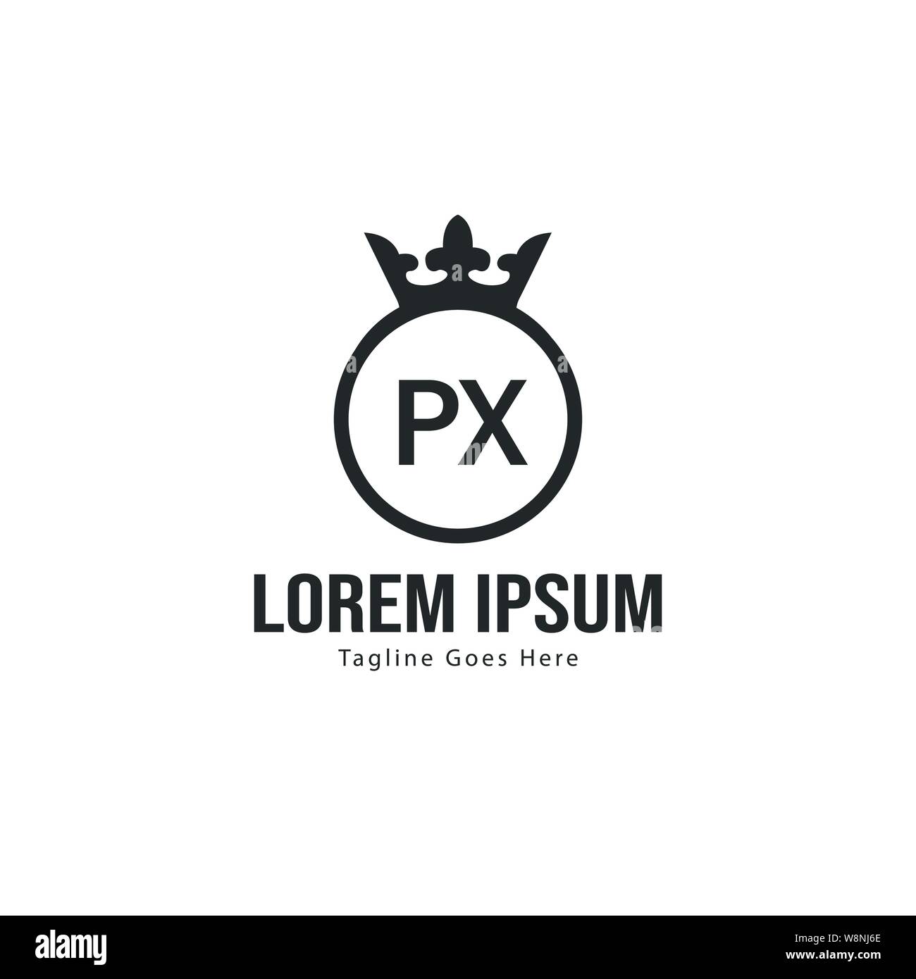 Logo PX Initial modèle avec cadre moderne. Lettre PX minimaliste design logo vector illustration Illustration de Vecteur