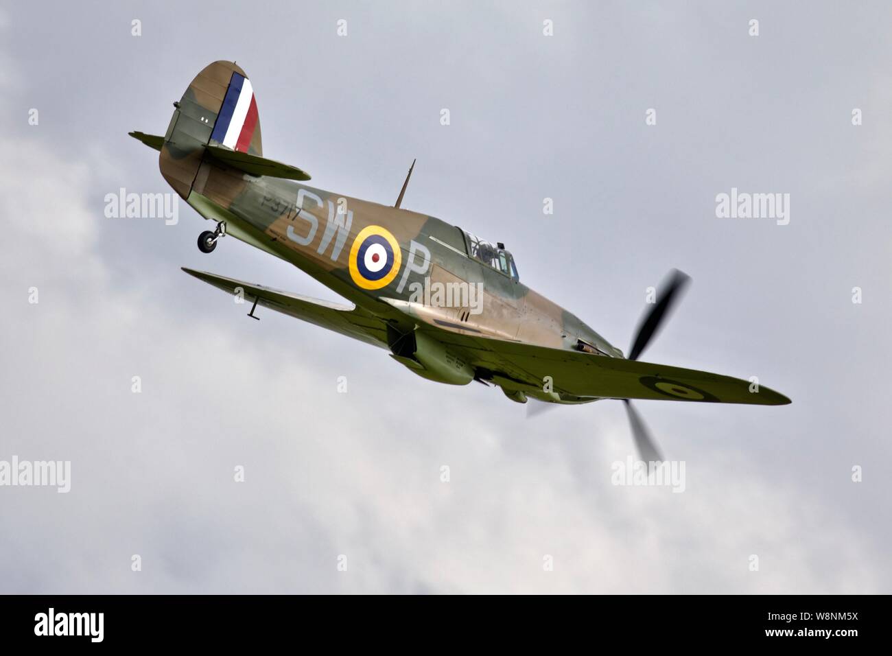 Hawker Hurricane Mk. Je 'P3717 Complet deux pièces en charmeuase' (G-HITT) Vétéran de la bataille d'Angleterre à l'aéroporté militaire Shuttleworth Bourget sur le 7 juillet 2019 Banque D'Images