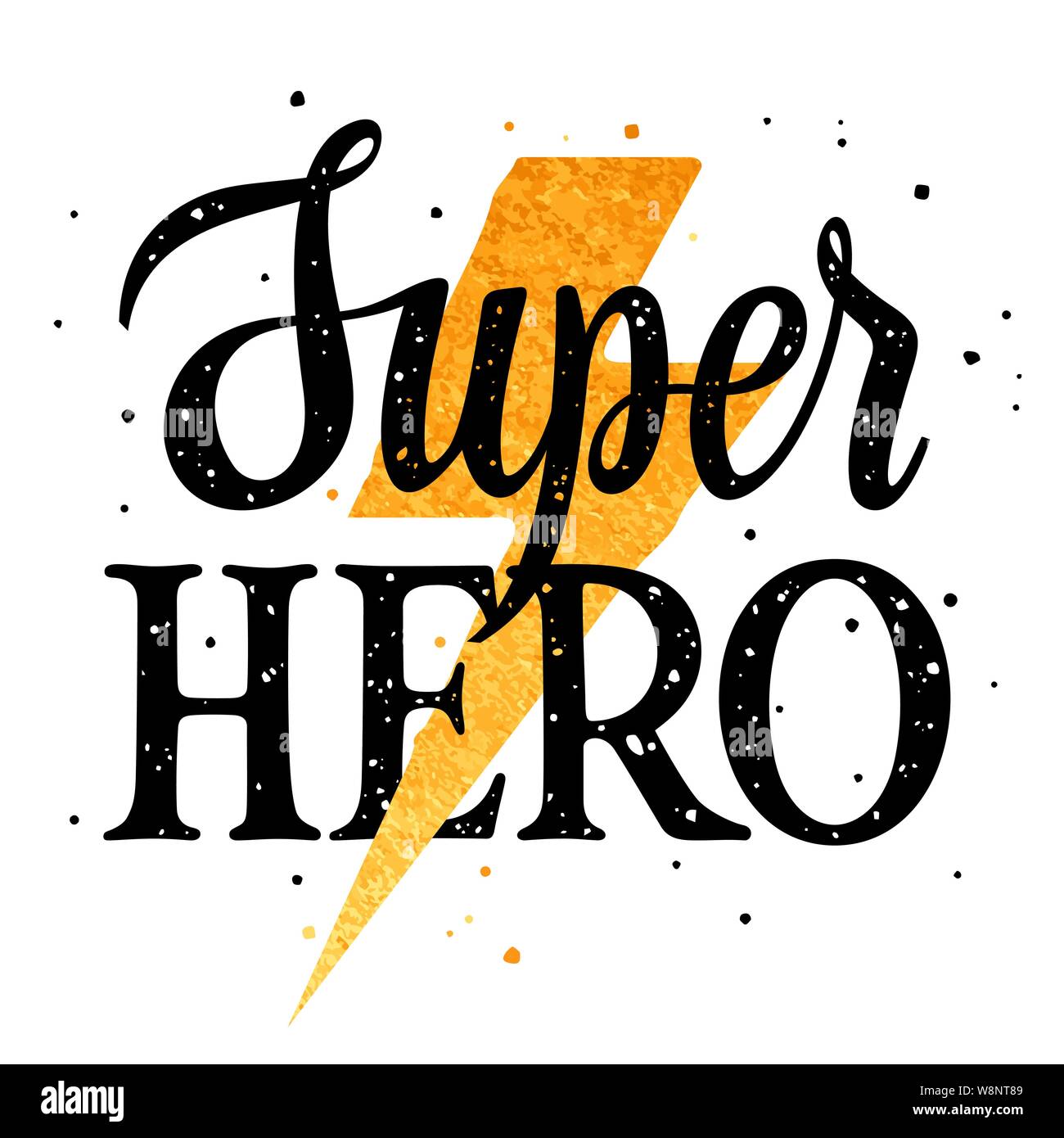 Typographie du super-héros enfantins pour t-shirt print design, graphic tee pour enfants branchés avec slogan et d'eclair, vector Illustration de Vecteur