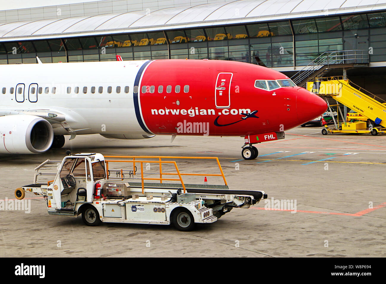 Copenhague, Danemark - 16 juin 2019 l'aéroport international de Copenhague : un avion de la Norwegian AirLines vient d'arriver Banque D'Images