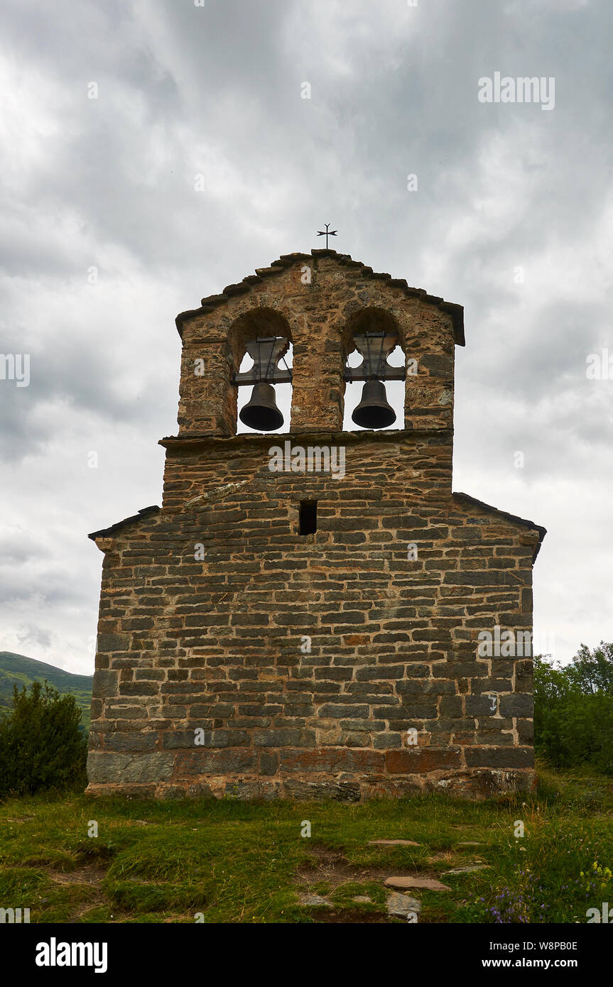 Sant Quirc de Durro chapelle, l'une des églises romanes catalanes de la Vall de Boí (vallée de Bohí, Alta Ribagorza, Lleida, Pyrénées, la Catalogne, Espagne) Banque D'Images