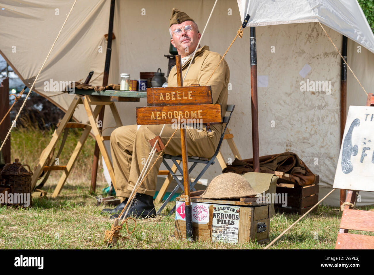 Echoes of History Military show, Purleigh, Essex, Royaume-Uni, organisé par l'Association des véhicules militaires historiques d'Essex. Recréation de l'aérodrome de Grande Guerre Banque D'Images