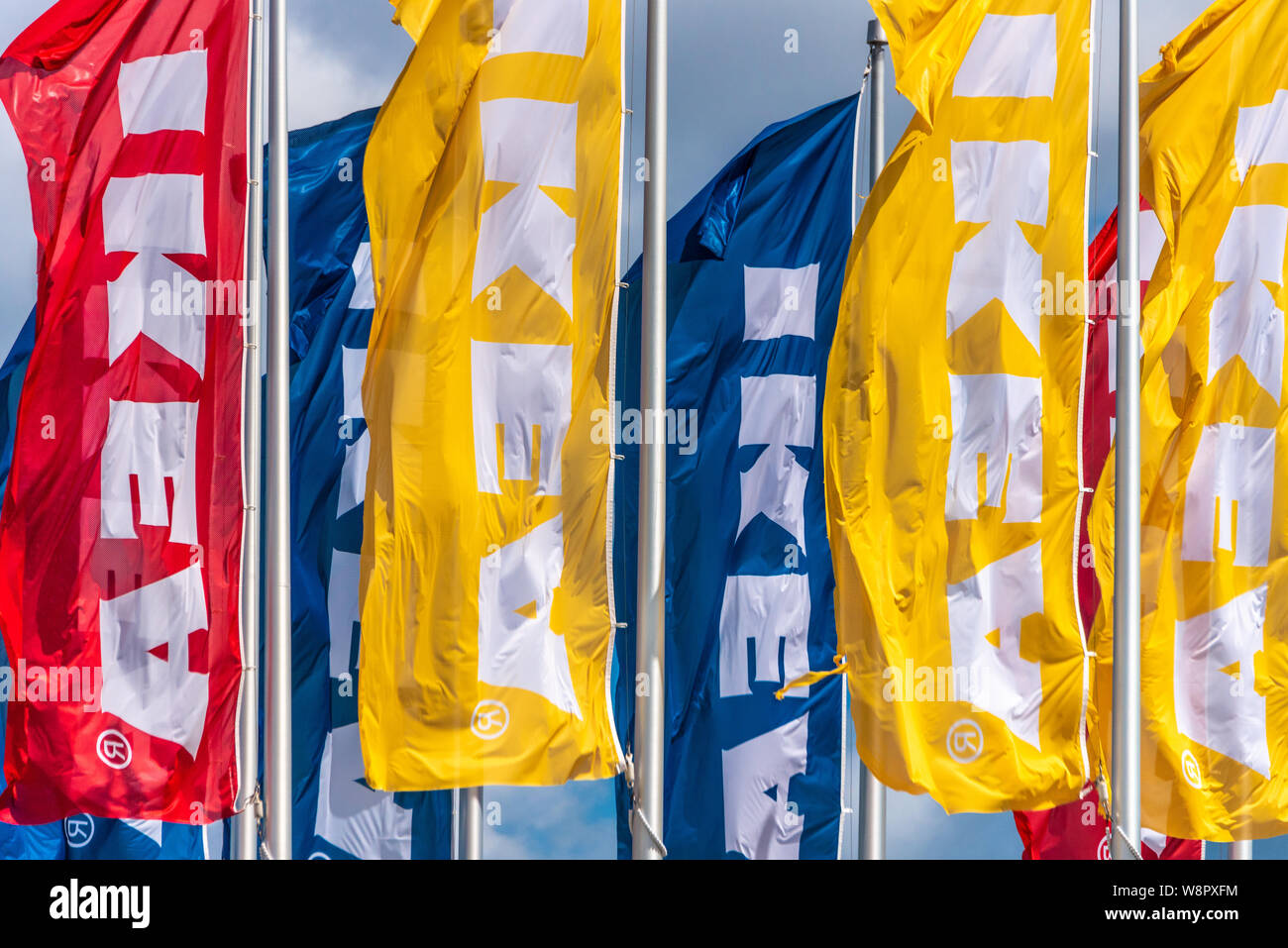 Drapeaux IKEA chez IKEA à Jacksonville, en Floride. (USA) Banque D'Images