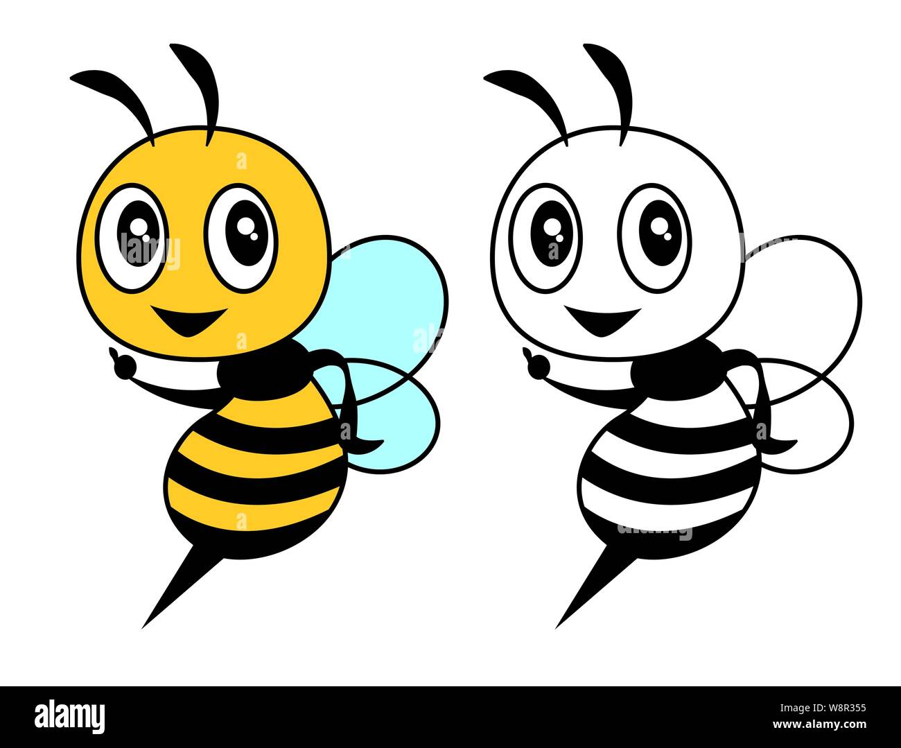 Cartoon cute bee tutoriel coloriage pour les enfants. Livre de coloriage pour enfants et pour enfants - Vector Illustration de Vecteur
