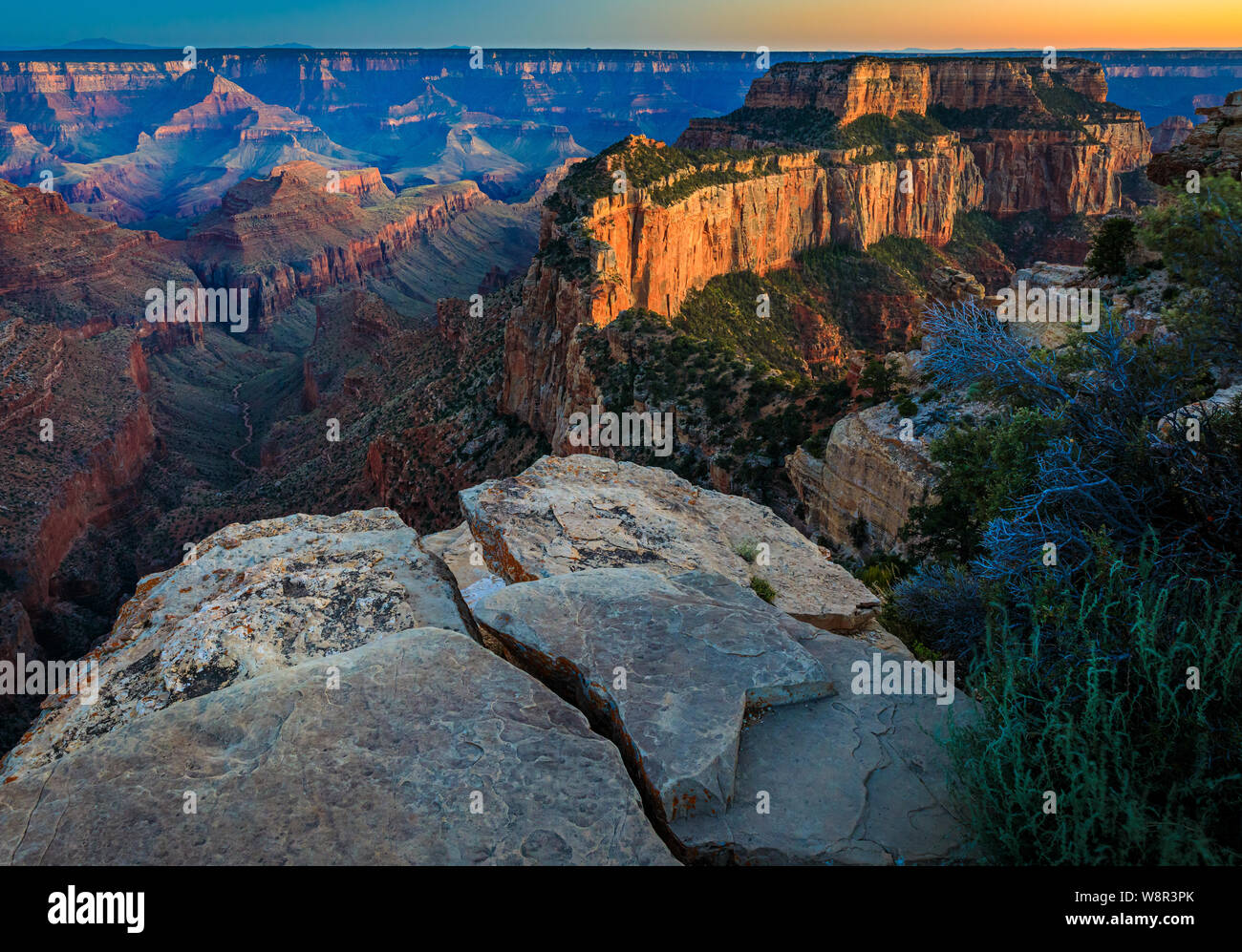 Coucher du soleil à Cape Royal sur la rive nord du Grand Canyon National Park, Arizona Banque D'Images