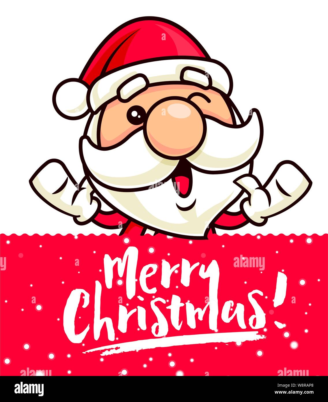 Noël Père Noël rouge avec lettrage - message d'pancarte de caractère vectoriel Illustration de Vecteur