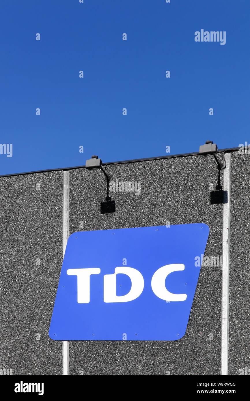 Aarhus, Danemark - 1 mai 2016 : TDC est une entreprise de télécommunications danois et c'est la plus grande compagnie de téléphone au Danemark Banque D'Images