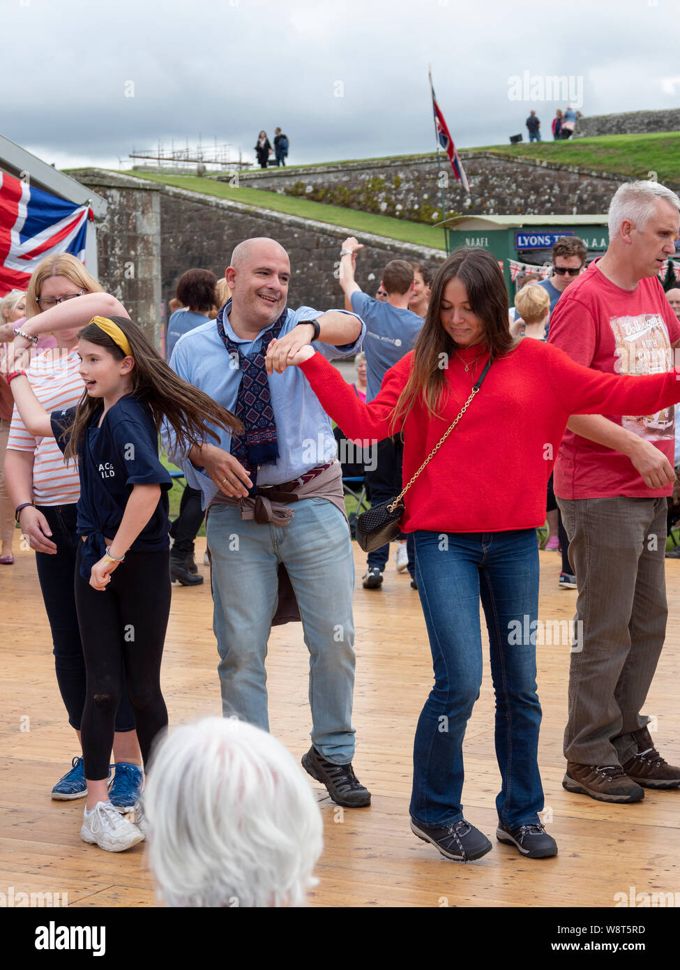 Le fort George, Inverness, Écosse, 10 août, 2019. Les visiteurs se joignant à des années 40, la danse à la musique de swing que sensation à Historic Scotland's Festival au fort, événement marquant 250 ans de Fort George. Banque D'Images