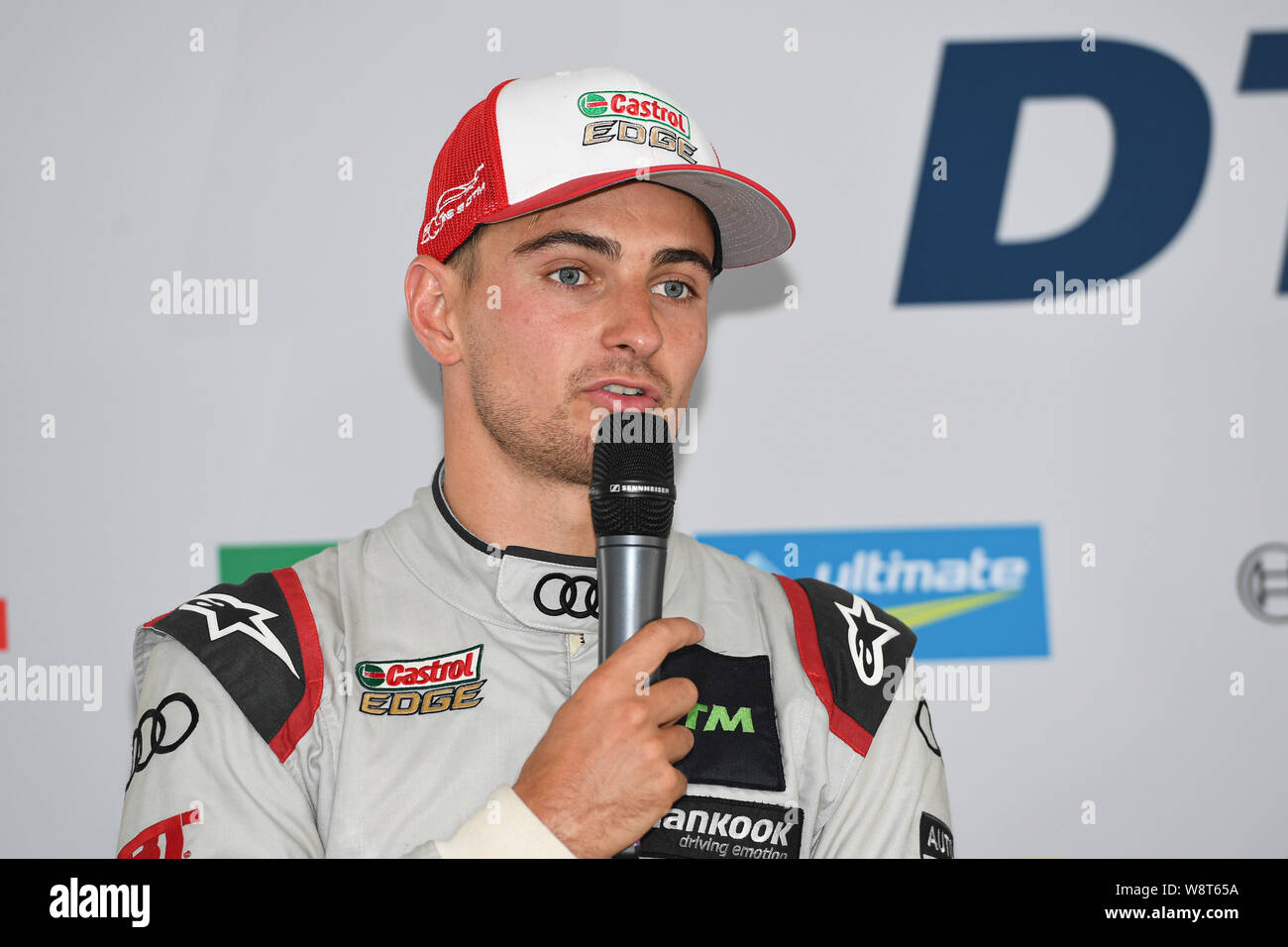 Kent, UK. 11 août 2019. Nico Müller (Audi Sport Team ABT Sportsline) à la conférence de presse après la course 2 de la DTM DTM Allemand (voitures de tourisme) et la série W à Brands Hatch Circuit GP le dimanche, Août 11, 2019 dans le Kent, Angleterre. Credit : Taka G Wu/Alamy Live News Crédit : Taka Wu/Alamy Live News Banque D'Images