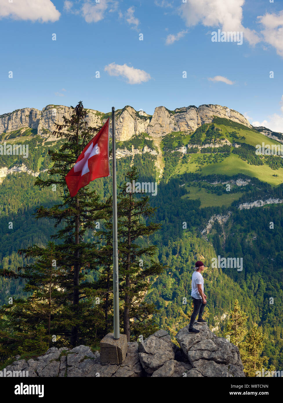 Comité permanent sur l'Ebenalp randonnée dans les Alpes suisses de la Suisse Banque D'Images