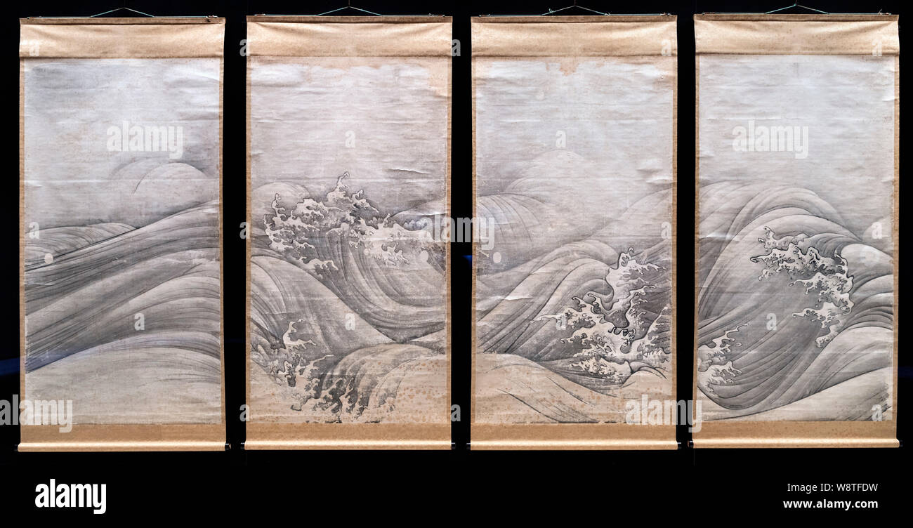 Maruyama Ōkyo par vagues (1733-1795), encre et couleurs légères sur papier, période Edo en date du 1788, National Museum, Tokyo, Japon Banque D'Images