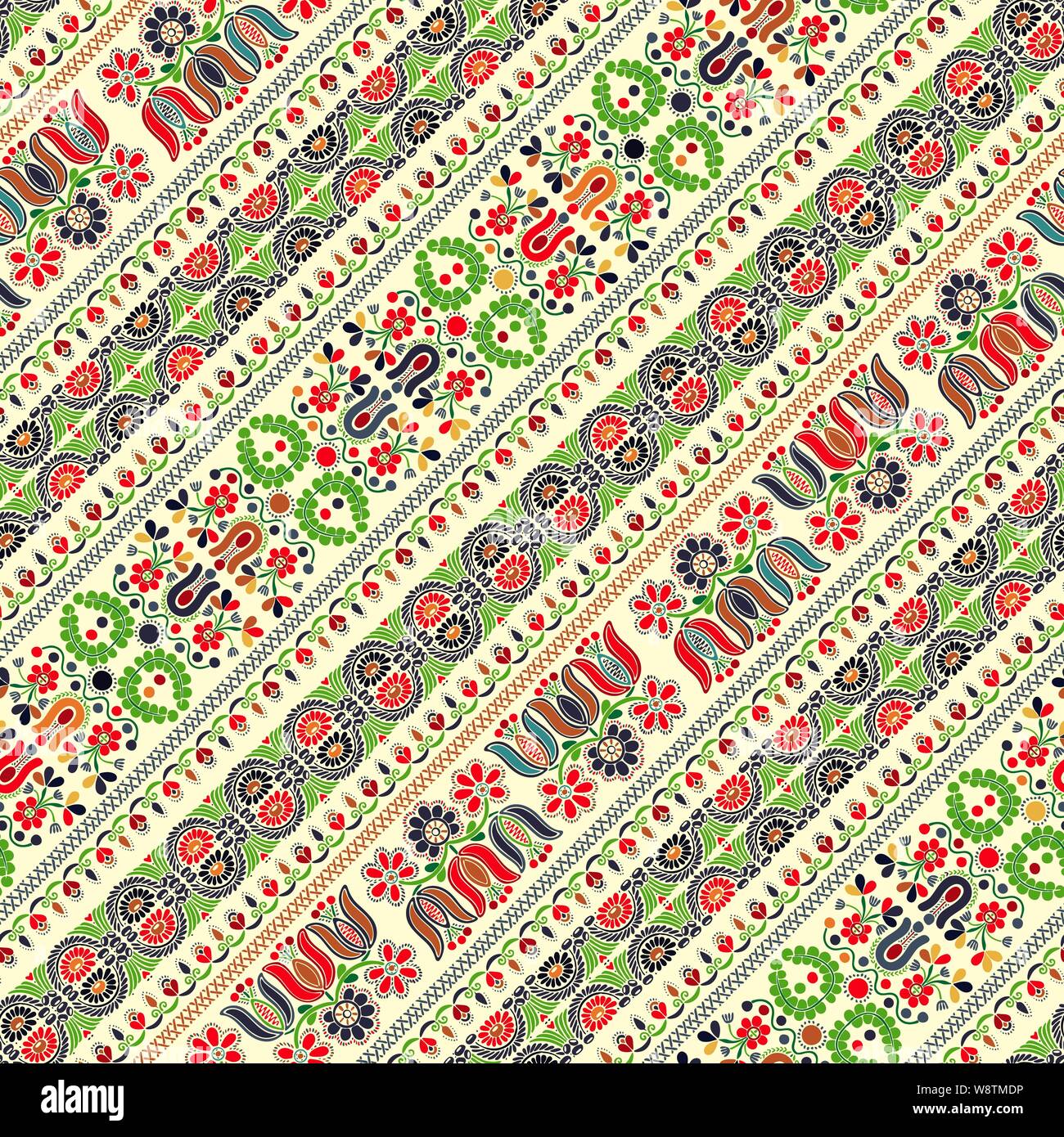 Seamless Vector pattern design inspiré par la broderie traditionnelle Hongroise Illustration de Vecteur