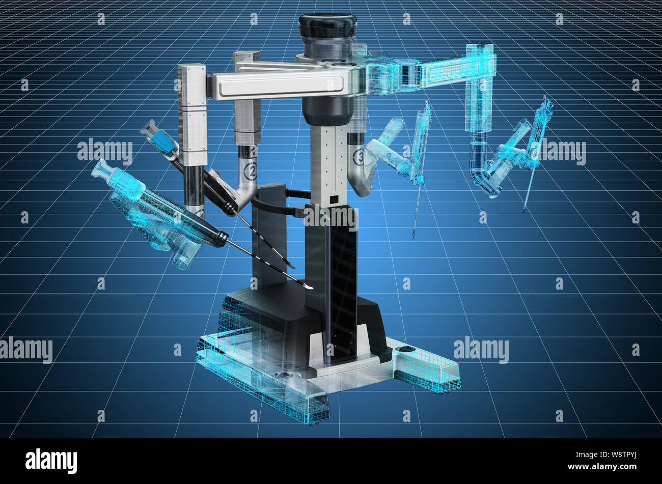 3d visualisation cad modèle de système chirurgical robotique. Le rendu 3D Banque D'Images