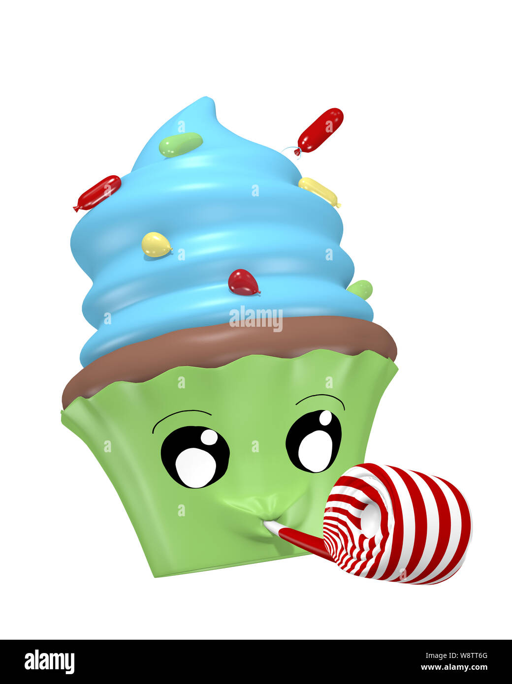 Funny kawaii partie émoticône comme un cupcake. Le rendu 3D Banque D'Images