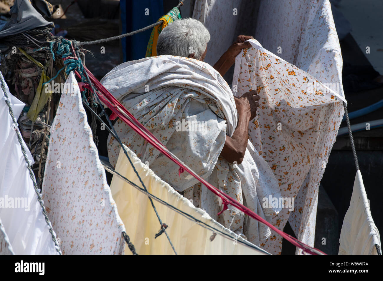 L'Inde, l'État du Maharashtra, capitale de Mumbai alias Bombay. Dhobi Ghat blanchisserie en plein air. Banque D'Images