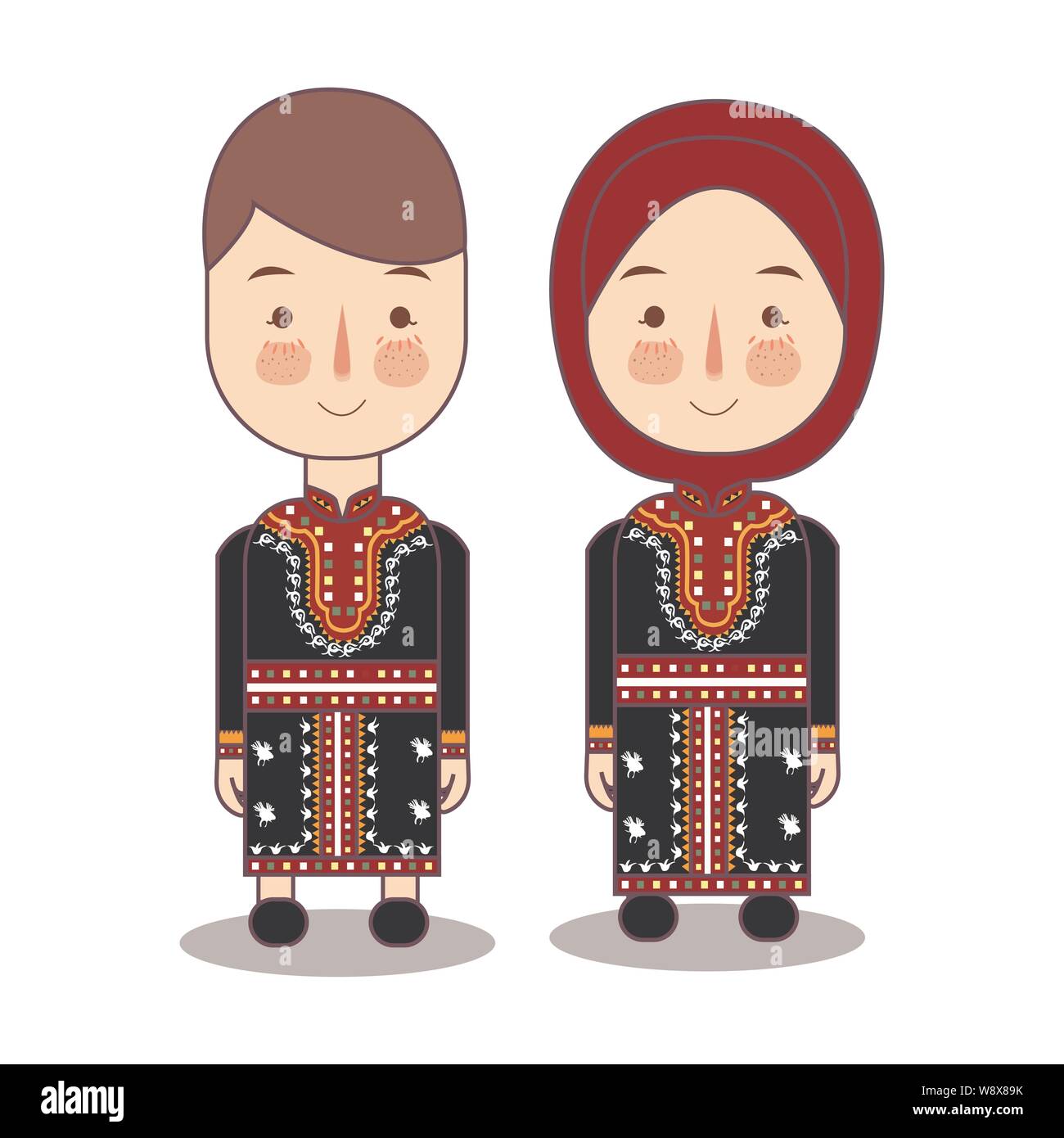 Aceh gayo vêtements nationales traditionnelles de l'Indonésie. Ensemble de personnages en costume traditionnel. Télévision vecteur d'illustrations. Illustration de Vecteur