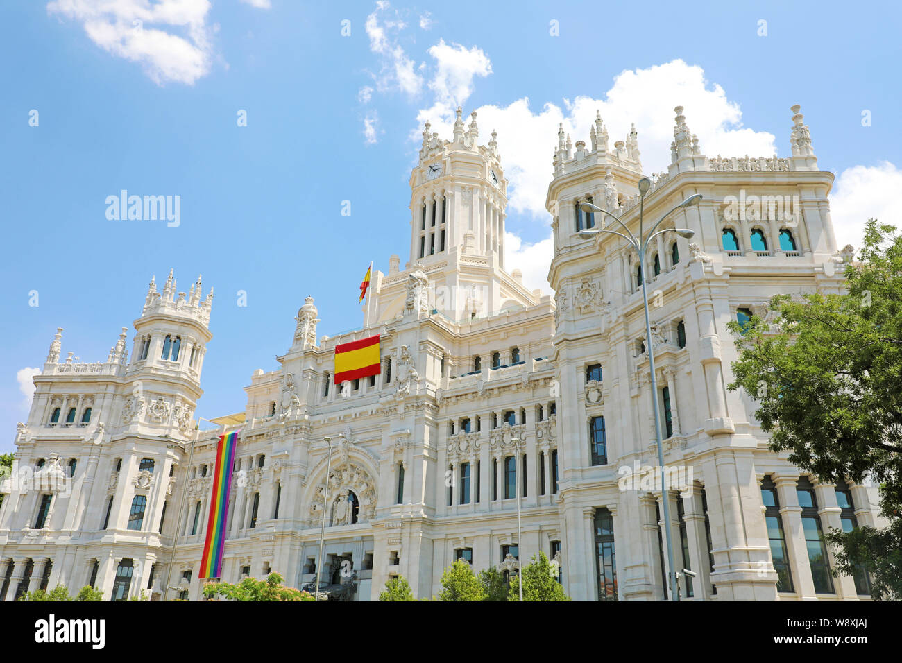 La façade principale de l'hôtel de ville, situé sur la Plaza de Cibeles, le conseil municipal de Madrid, Espagne Banque D'Images