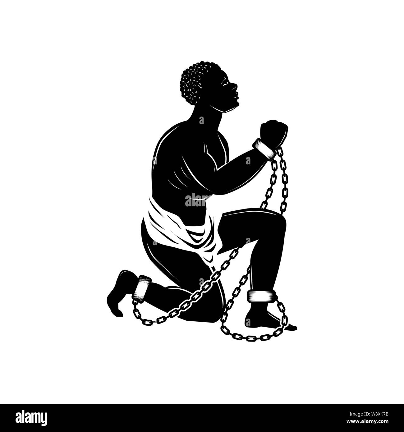Abolition de l'esclavage d'amendement. Illustration de l'esclave. Vers la liberté. L'homme dans les chaînes. Les propriétaires d'esclaves. La figure de vecteur. Illustration de Vecteur