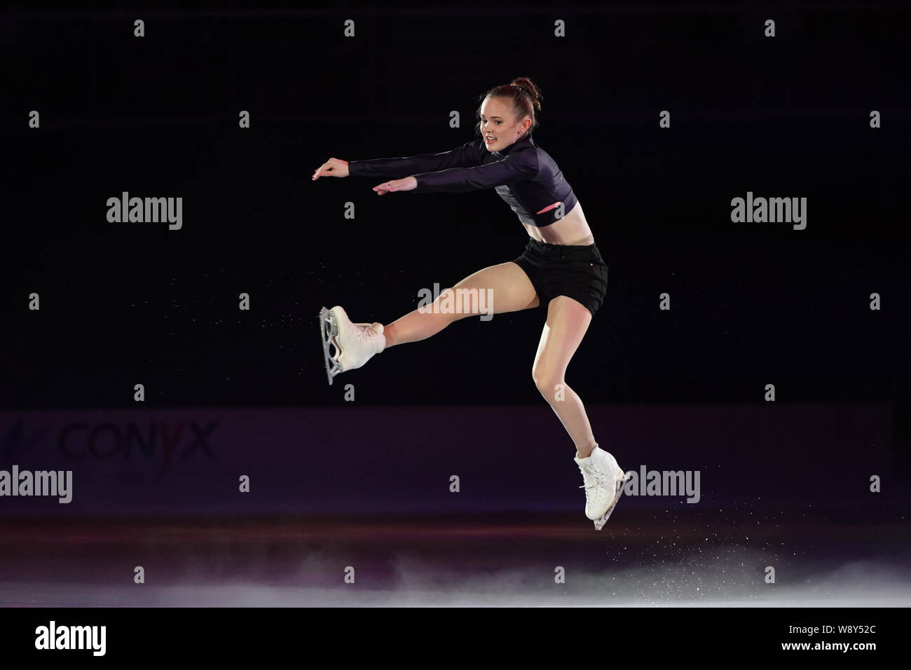 Mariah Bell des États-Unis effectue pendant la tempête de 2019 à Takeda Teva OceanArena à Nagoya, Japon, le 4 août 2019. Credit : Kiyoshi Sakamoto/AFLO/Alamy Live News Banque D'Images