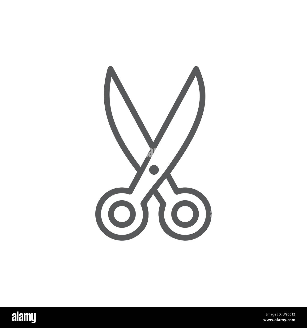 L'icône de la ligne de ciseaux sur fond blanc Illustration de Vecteur