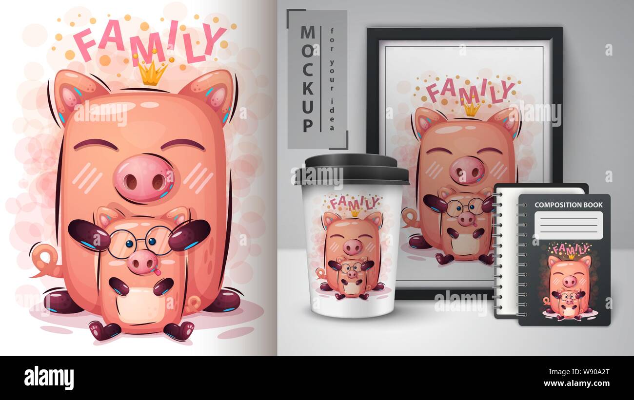 Maquette - porc princesse pour votre idée Illustration de Vecteur